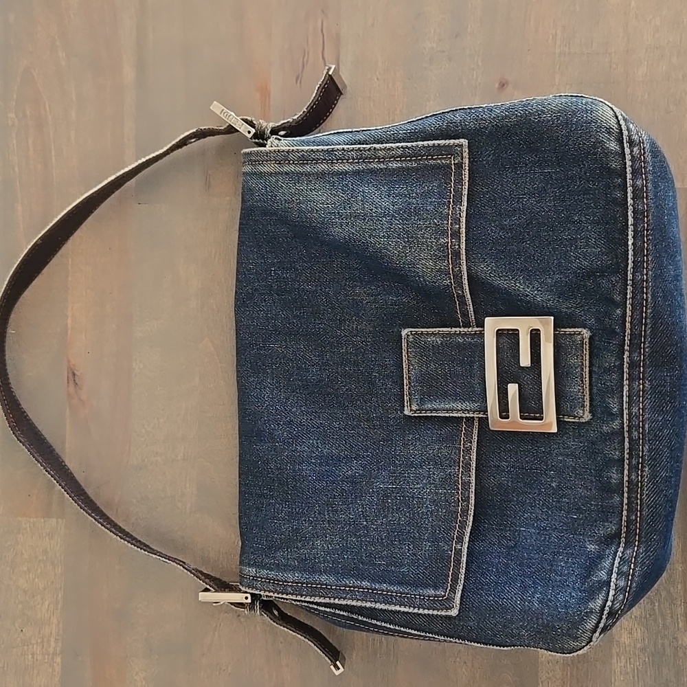 Auth Fendi Denim Mama Baguette - Picture 2 of 16